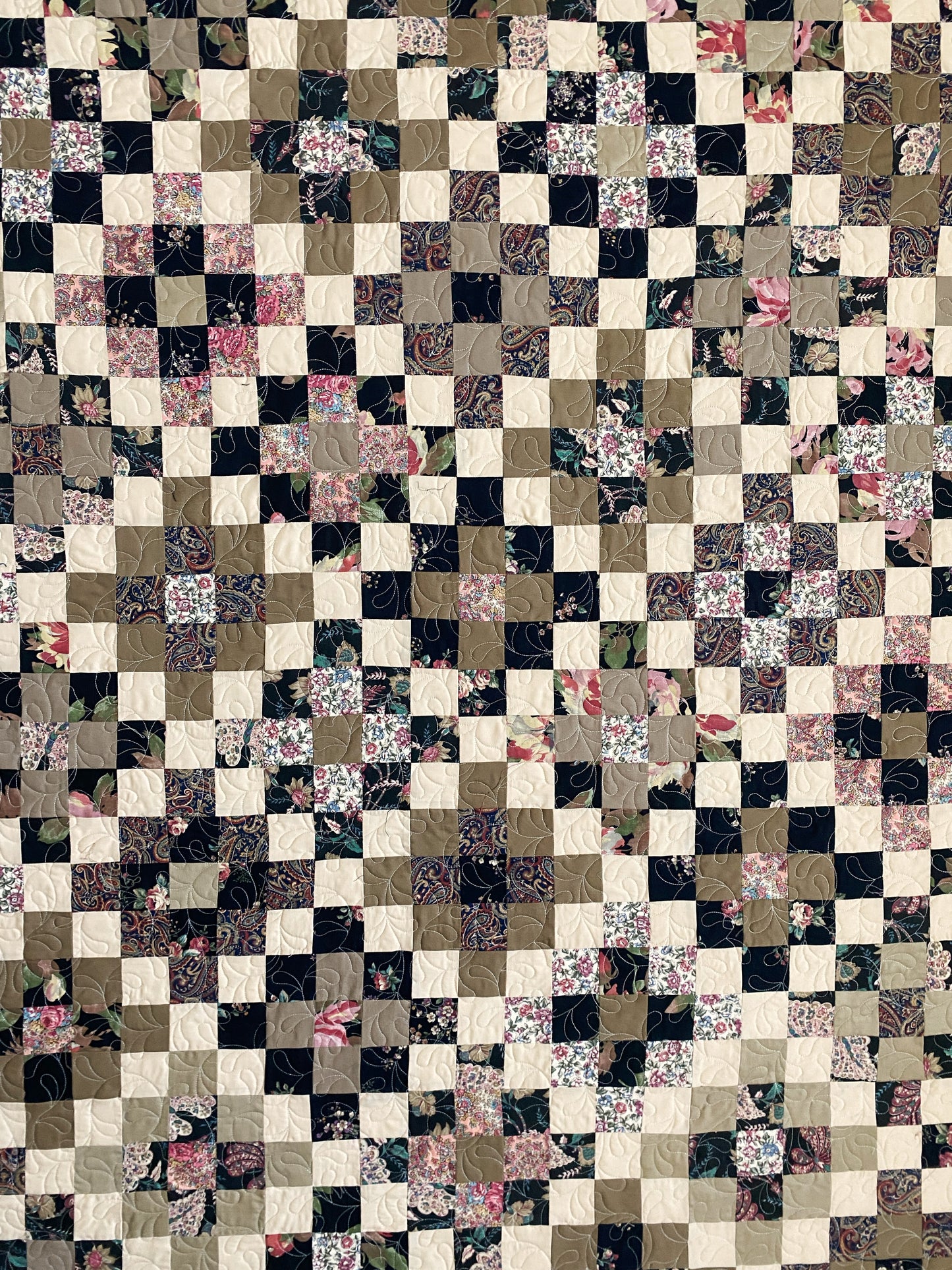 Moms Scraps, Patchwork Squares, Red-White-Blue Paisley