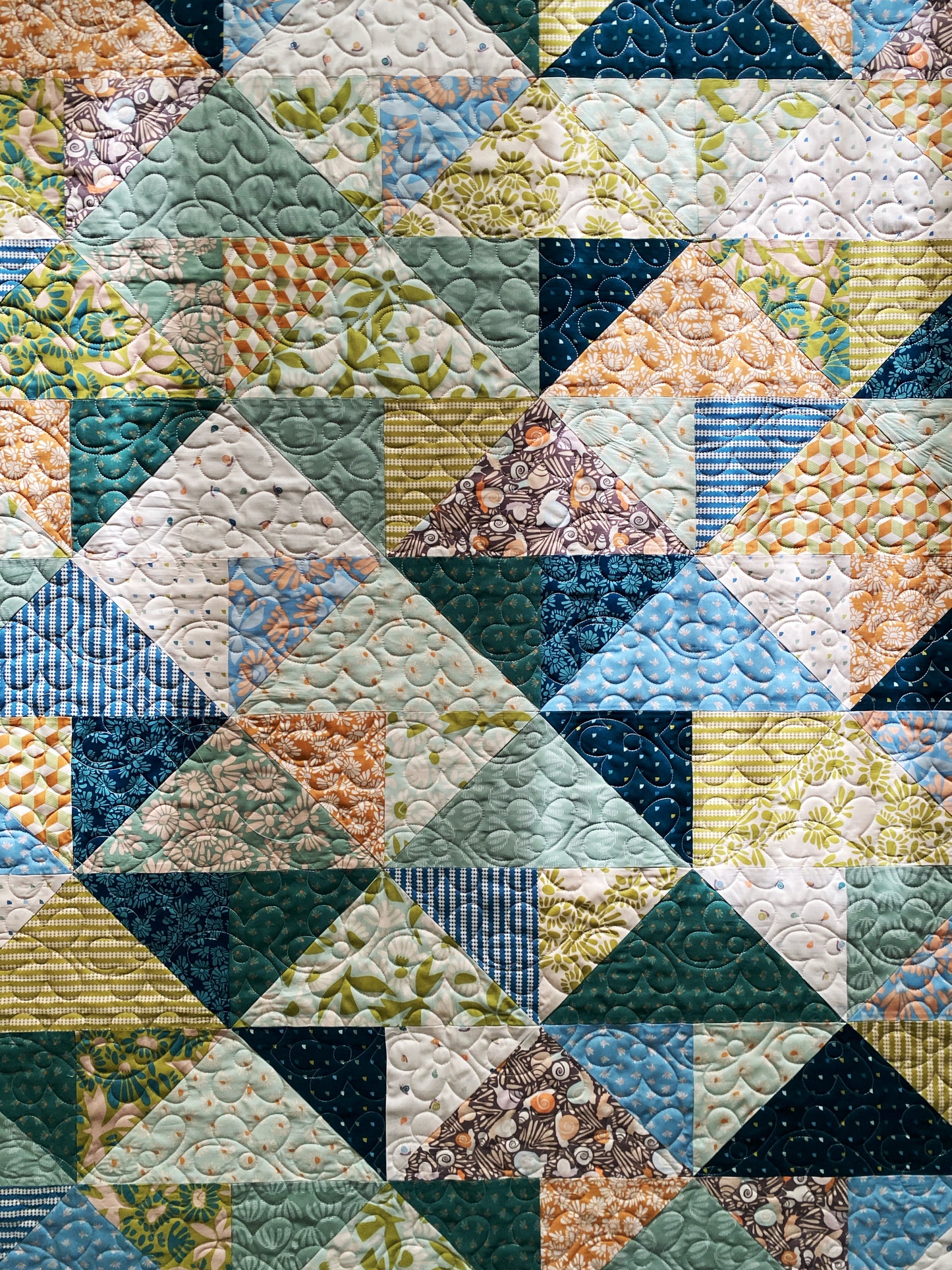 Flying Geese & Orange Whole Cloth