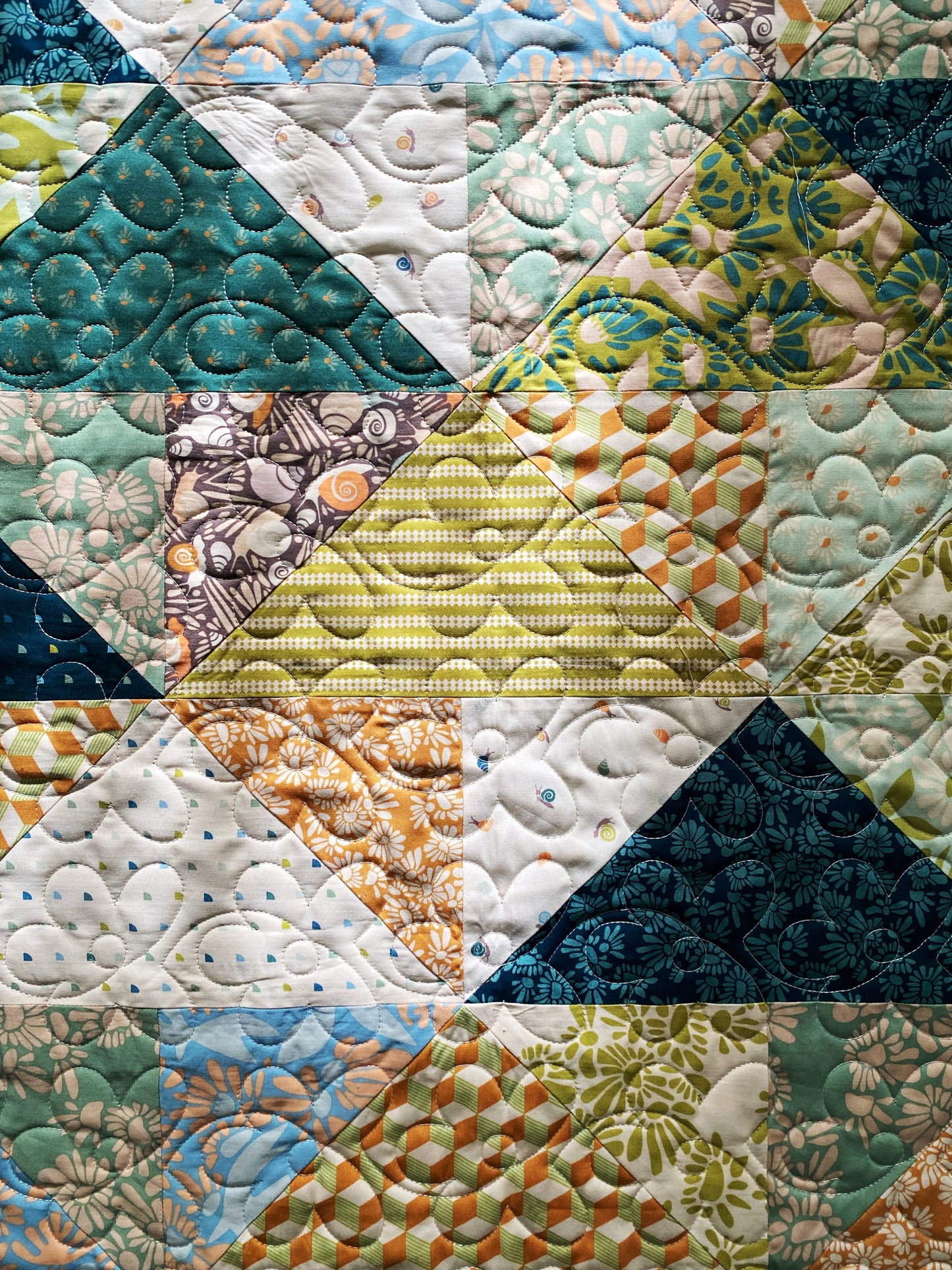 Flying Geese & Orange Whole Cloth