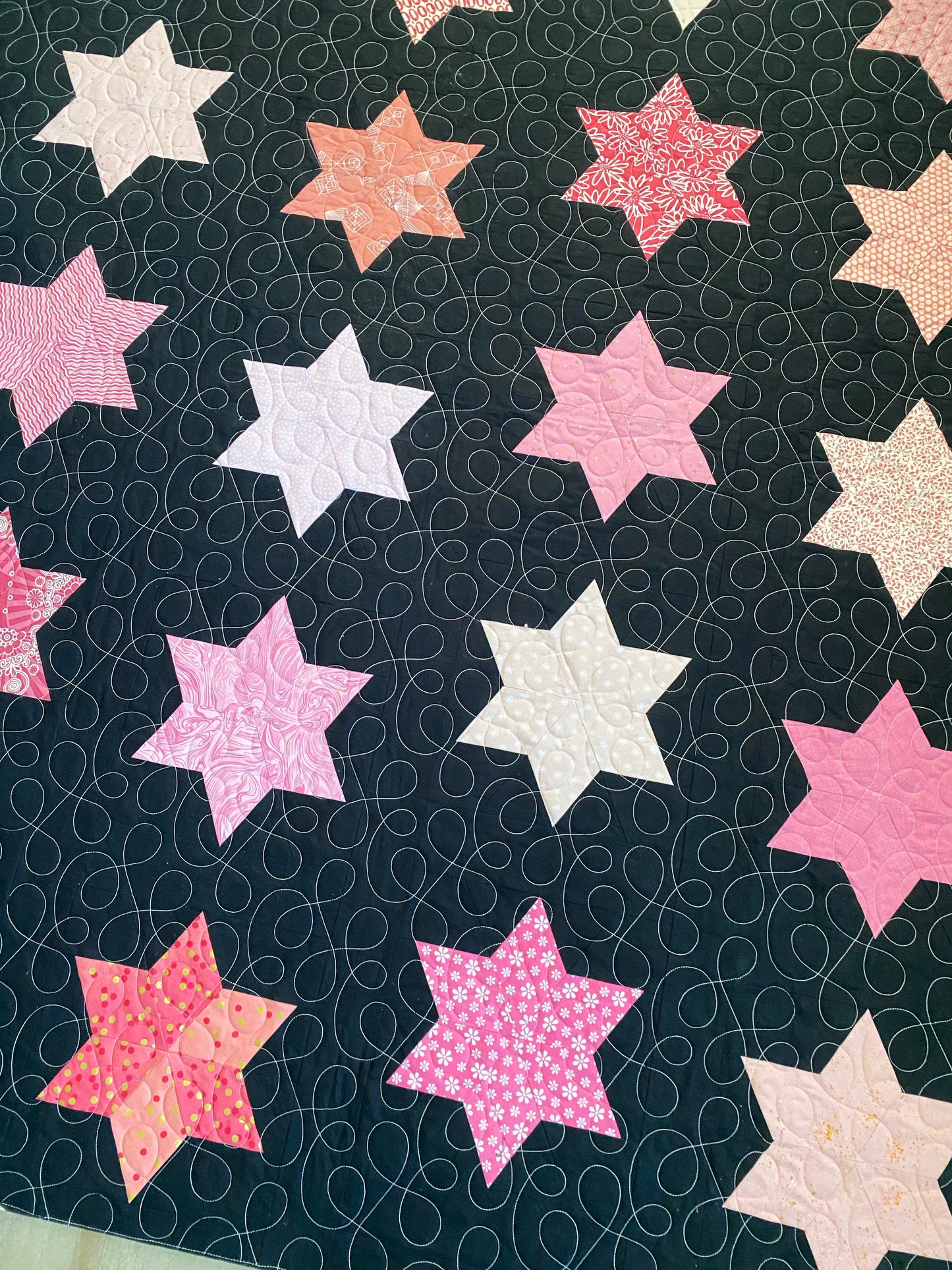 Pink Six Point Star & Autumn Leaves