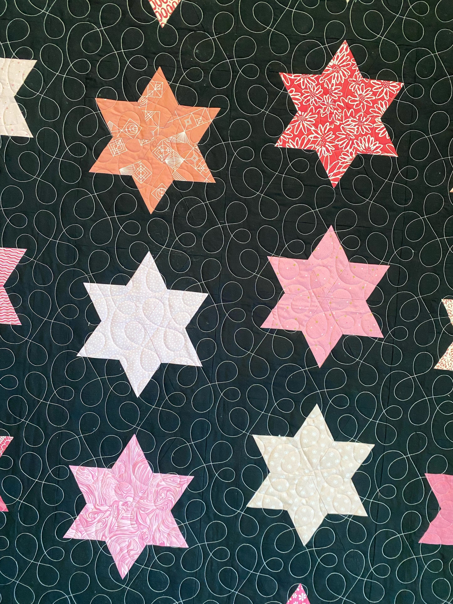 Pink Six Point Star & Autumn Leaves