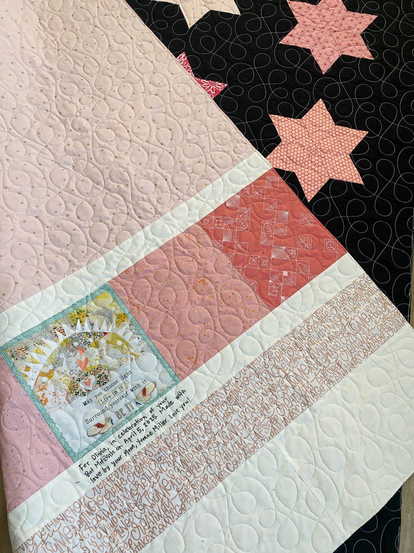 Pink Six Point Star & Autumn Leaves